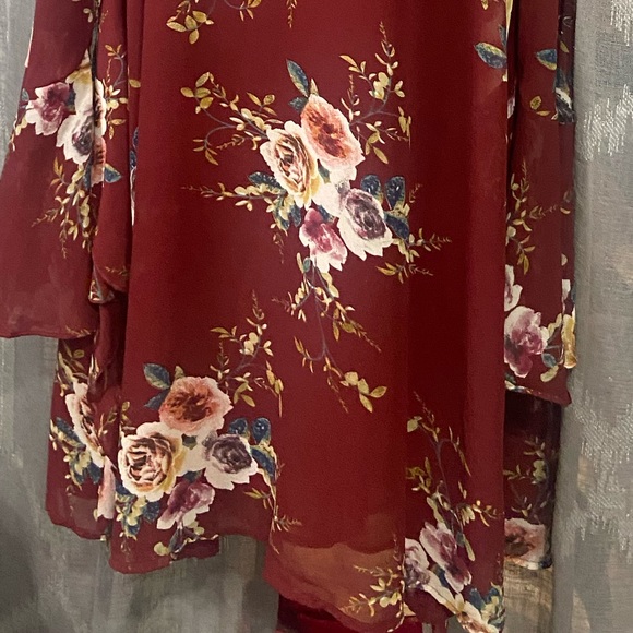 Dress boho floral chiffon dress bell sleeves fashion style - Picture 7 of 13